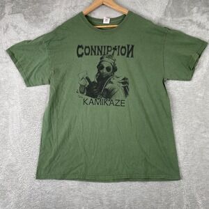 Conniption Kamikaze Shirt Mens XL Green Graphic Metal Alt Grunge Band Tee